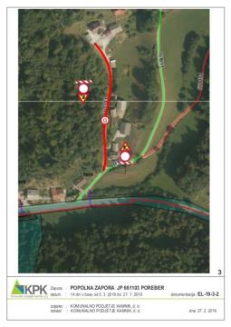 Sprememba prometnega režima lokalne ceste Soteska – Poreber in javne poti Poreber 1